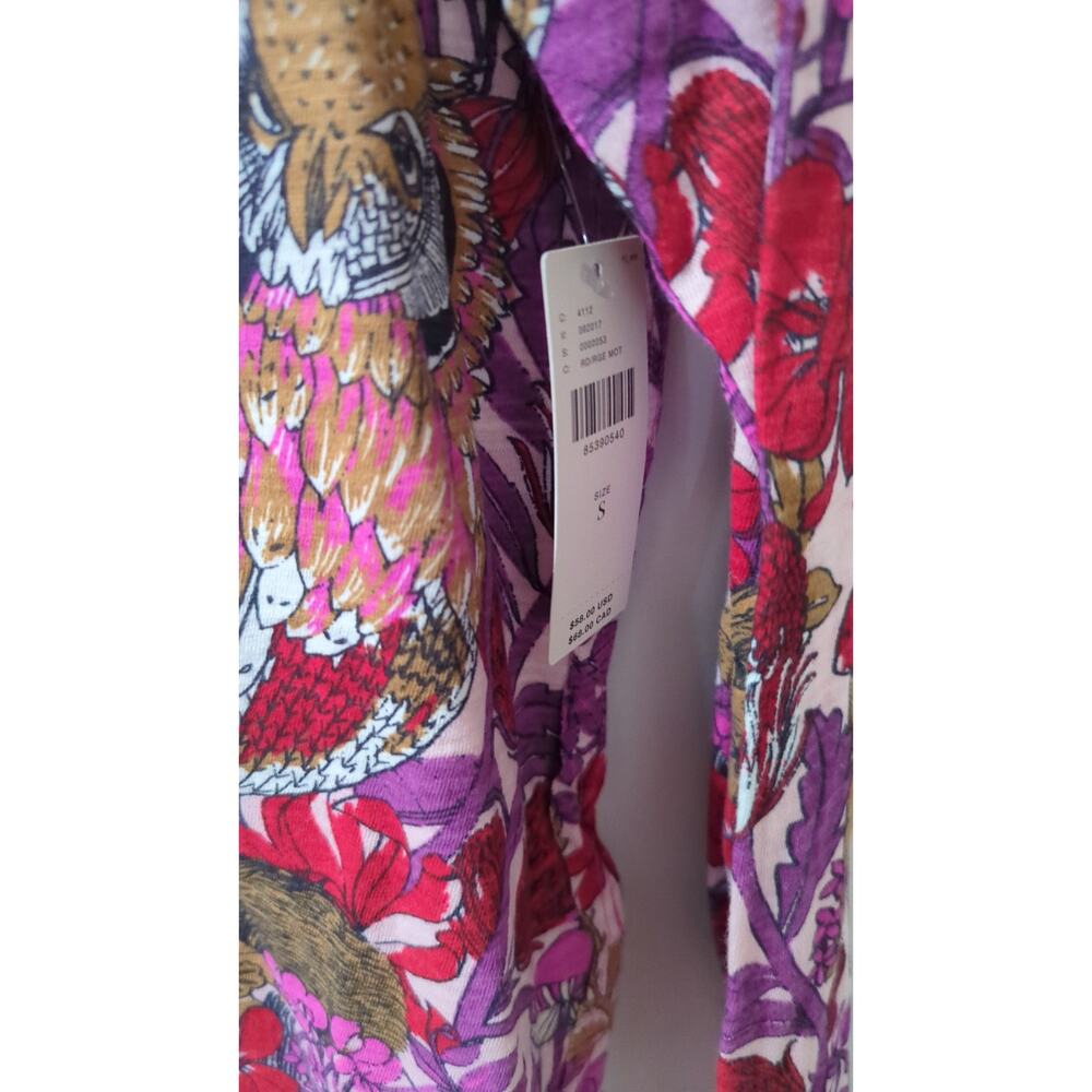 Maeve Anthropologie Caitlin Forest Owl Lone Sleeve Top NWT - Picture 5 of 6